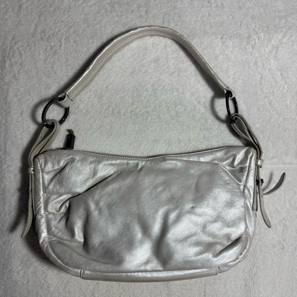 Y2K Silver Leather Mini Shoulder Bag